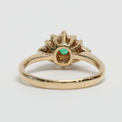 Inel cu Diamante & Smarald din Aur Galben 14k