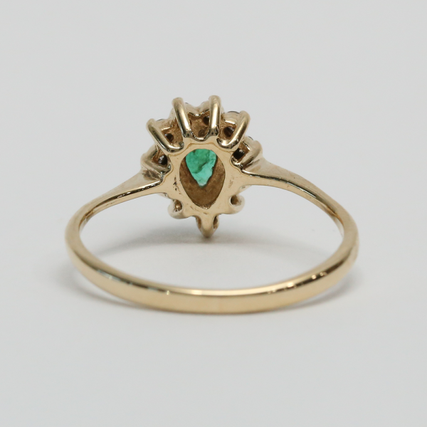 Inel cu Smarald & Diamante din Aur Galben 14k