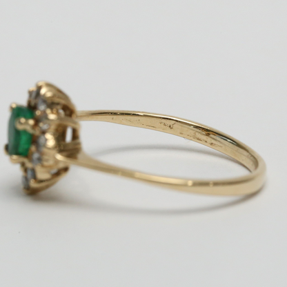 Inel cu Smarald & Diamante din Aur Galben 14k