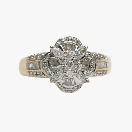 Inel de Cocktail cu Diamante din Aur Galben 14k