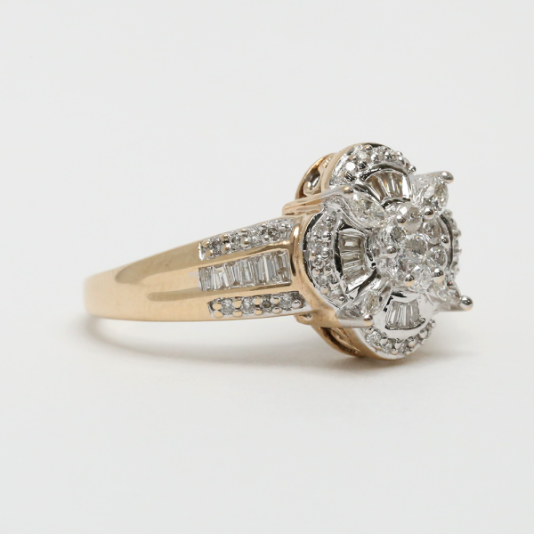 Inel de Cocktail cu Diamante din Aur Galben 14k