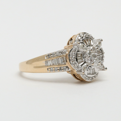 Inel de Cocktail cu Diamante din Aur Galben 14k