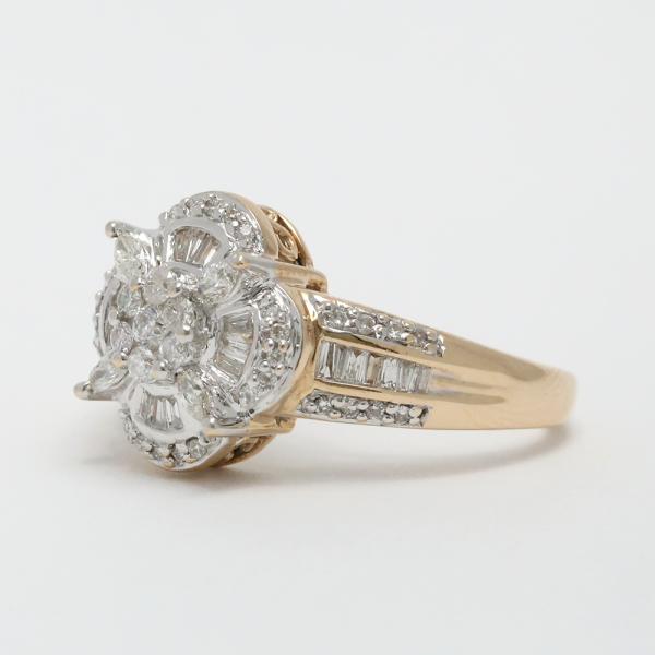 Inel de Cocktail cu Diamante din Aur Galben 14k