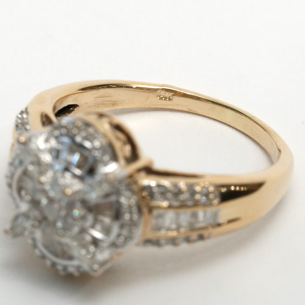 Inel de Cocktail cu Diamante din Aur Galben 14k