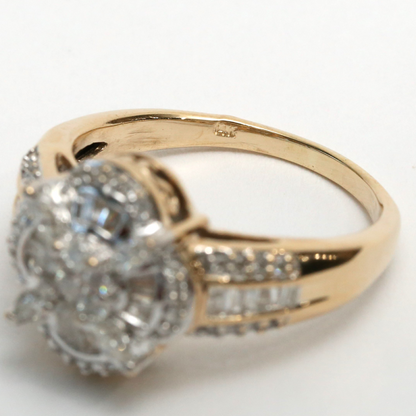 Inel de Cocktail cu Diamante din Aur Galben 14k