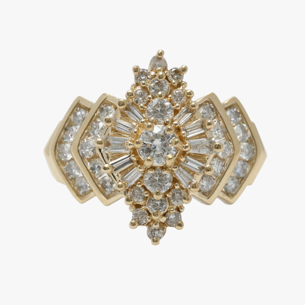 Inel de Cocktail cu Diamante din Aur Galben 14k