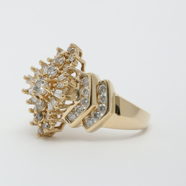 Inel de Cocktail cu Diamante din Aur Galben 14k