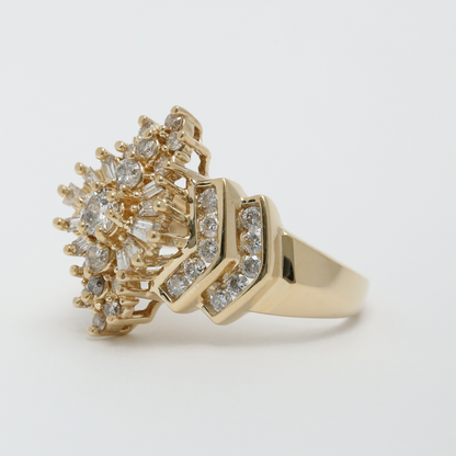 Inel de Cocktail cu Diamante din Aur Galben 14k