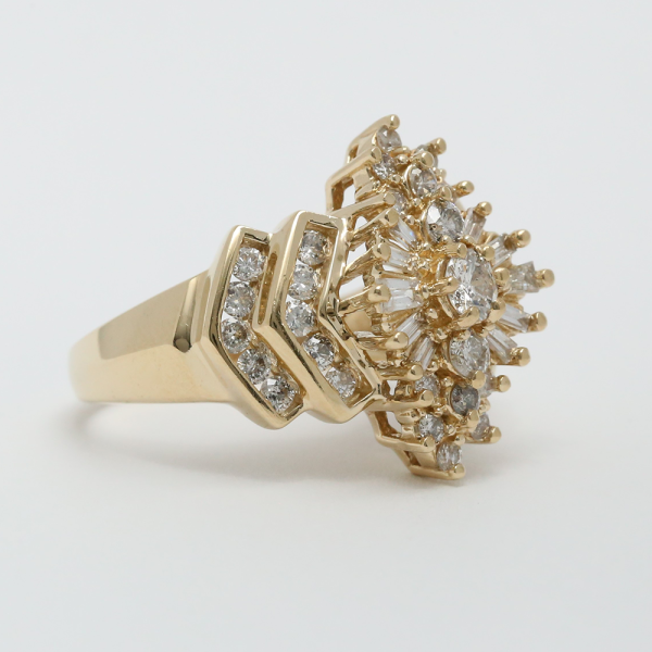 Inel de Cocktail cu Diamante din Aur Galben 14k