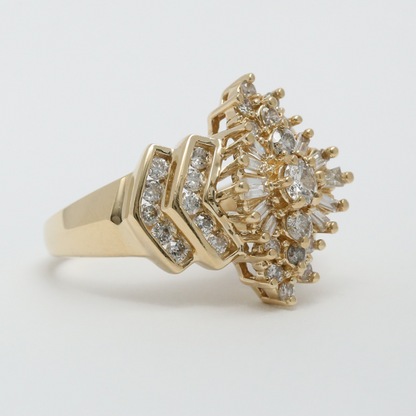 Inel de Cocktail cu Diamante din Aur Galben 14k