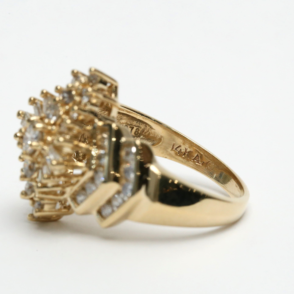 Inel de Cocktail cu Diamante din Aur Galben 14k