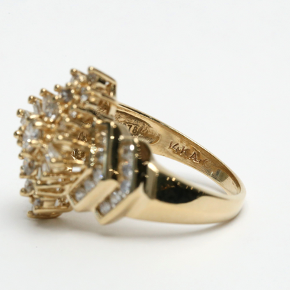 Inel de Cocktail cu Diamante din Aur Galben 14k