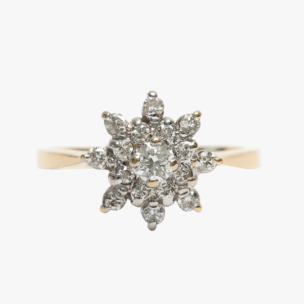 Inel de Cocktail cu Diamante din Aur Galben 14k