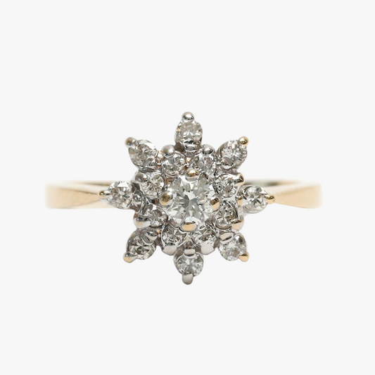 Inel de Cocktail cu Diamante din Aur Galben 14k