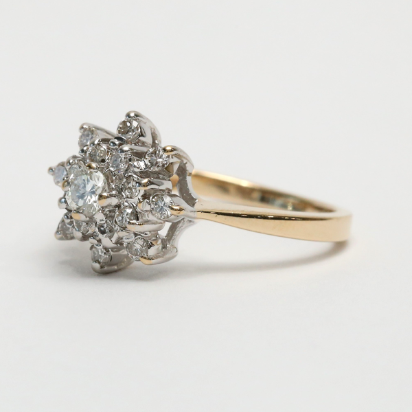 Inel de Cocktail cu Diamante din Aur Galben 14k