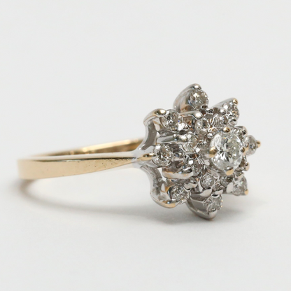 Inel de Cocktail cu Diamante din Aur Galben 14k