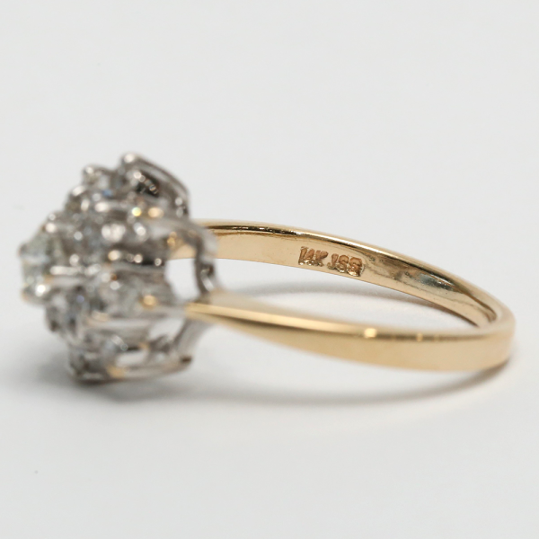 Inel de Cocktail cu Diamante din Aur Galben 14k