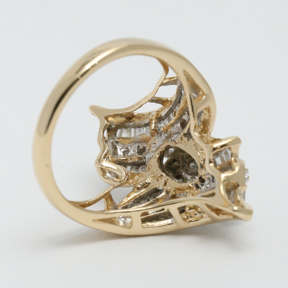 Inel de Cocktail cu Diamante din Aur Galben 10k