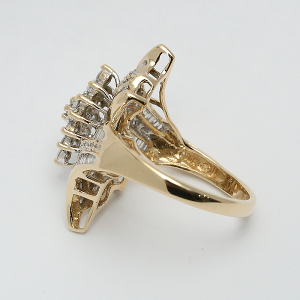 Inel de Cocktail cu Diamante din Aur Galben 10k