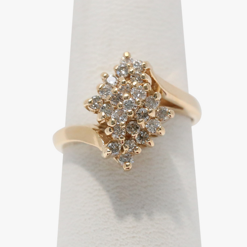 Inel de Cocktail cu Diamante din Aur Galben 14k