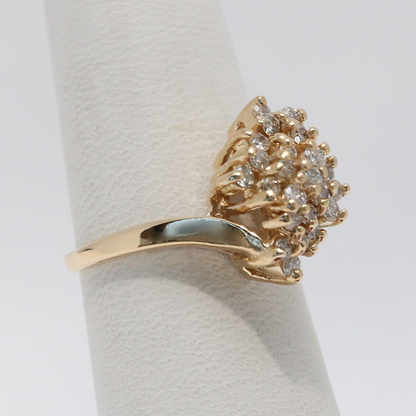 Inel de Cocktail cu Diamante din Aur Galben 14k