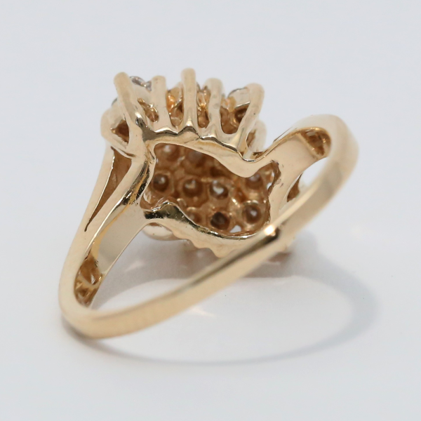 Inel de Cocktail cu Diamante din Aur Galben 14k