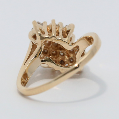 Inel de Cocktail cu Diamante din Aur Galben 14k