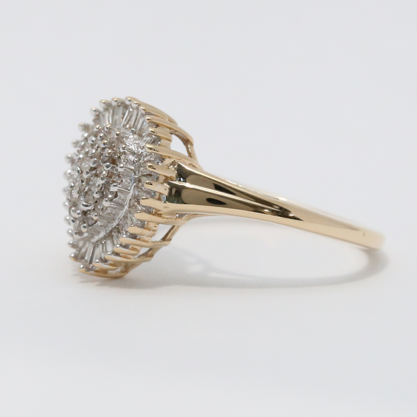 Inel de Cocktail cu Diamante din Aur Galben 10k