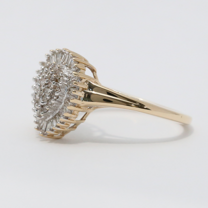 Inel de Cocktail cu Diamante din Aur Galben 10k