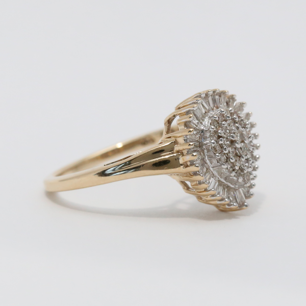 Inel de Cocktail cu Diamante din Aur Galben 10k