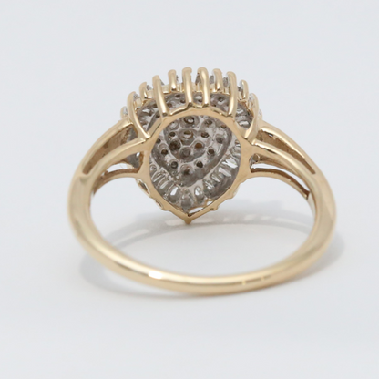 Inel de Cocktail cu Diamante din Aur Galben 10k