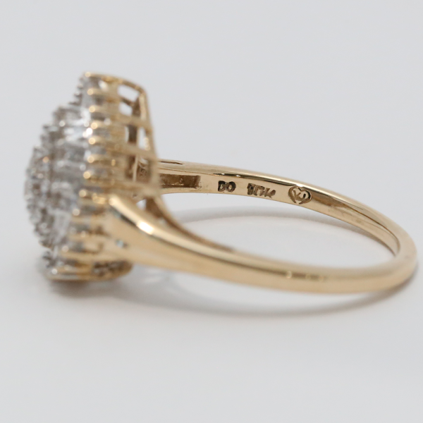 Inel de Cocktail cu Diamante din Aur Galben 10k