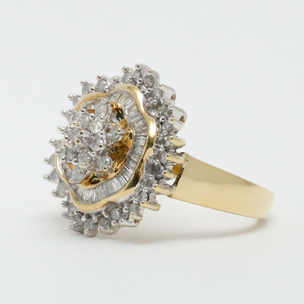 Inel de Cocktail cu Diamante din Aur Galben 10k