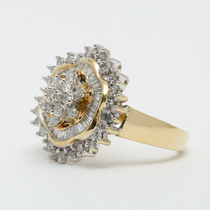 Inel de Cocktail cu Diamante din Aur Galben 10k