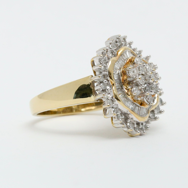 Inel de Cocktail cu Diamante din Aur Galben 10k