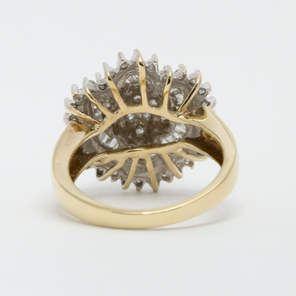 Inel de Cocktail cu Diamante din Aur Galben 10k