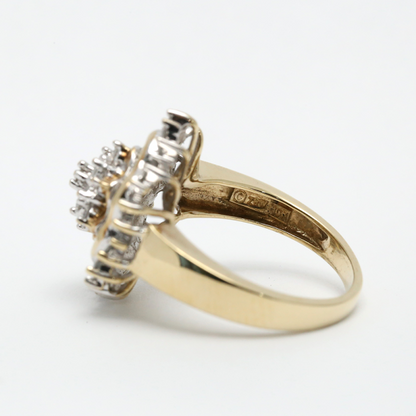 Inel de Cocktail cu Diamante din Aur Galben 10k