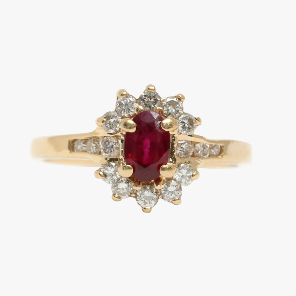 Inel cu Rubine & Diamante din Aur Galben 14k