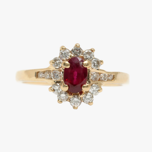 Inel cu Rubine & Diamante din Aur Galben 14k