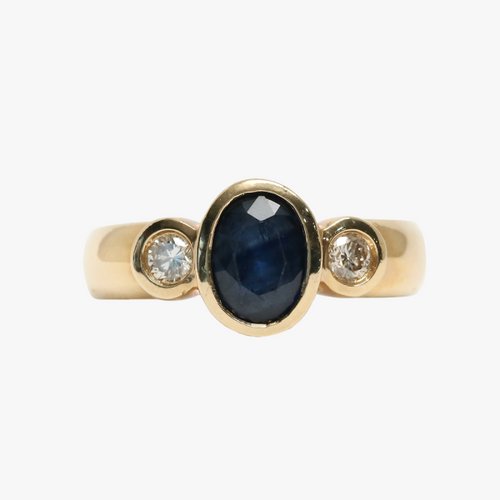 Inel cu Safire & Diamante din Aur Galben 14k