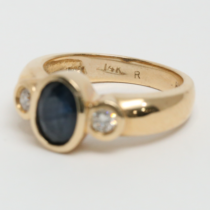 Inel cu Safire & Diamante din Aur Galben 14k