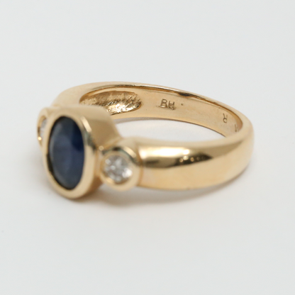 Inel cu Safire & Diamante din Aur Galben 14k