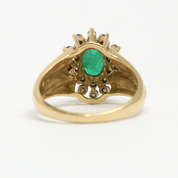 Inel cu Smarald & Diamante din Aur Galben 14k