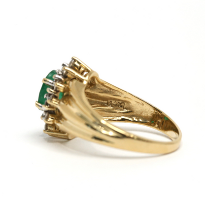 Inel cu Smarald & Diamante din Aur Galben 14k