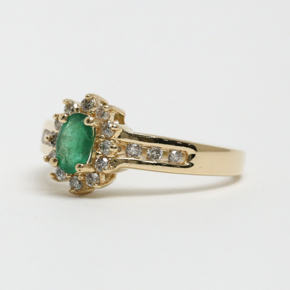 Inel cu Smarald & Diamante din Aur Galben 14k