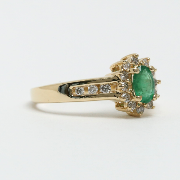 Inel cu Smarald & Diamante din Aur Galben 14k