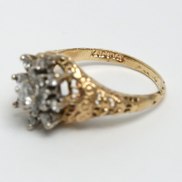 Inel cu Diamante din Aur Galben 14k