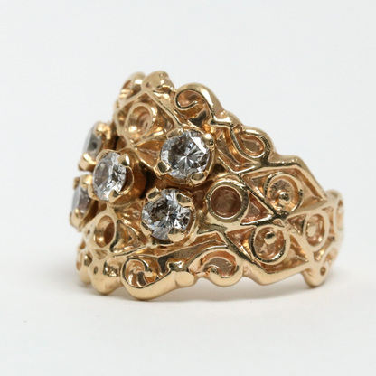 Inel cu Diamante din Aur Galben 14k