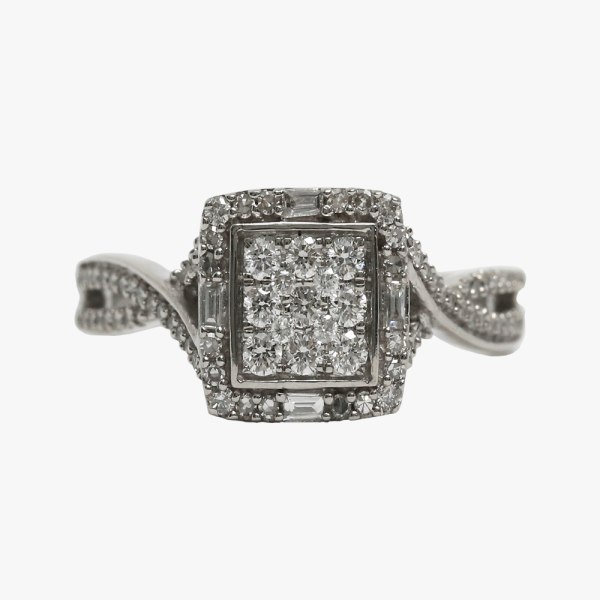 Inel cu Diamante din Aur Alb 10k