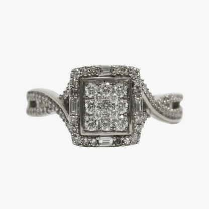 Inel cu Diamante din Aur Alb 10k